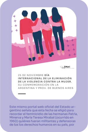 Publicación: 25 de Noviembre Día Internacional de la Eliminación de la Violencia contra la Mujer, su conmemoración en la Argentina y provincia de Buenos Aires